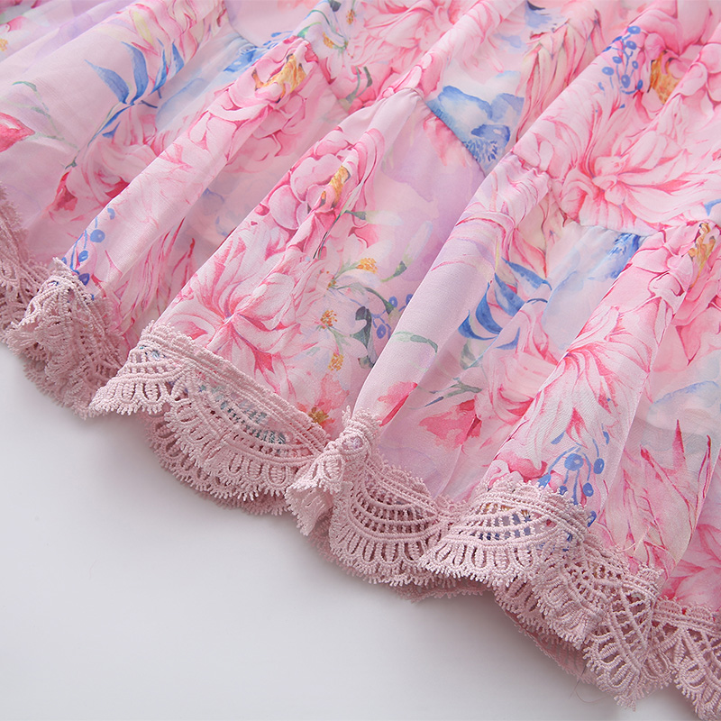 Painting spring and summer printing splice dress