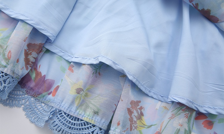 Lace printing splice painting spring and summer dress