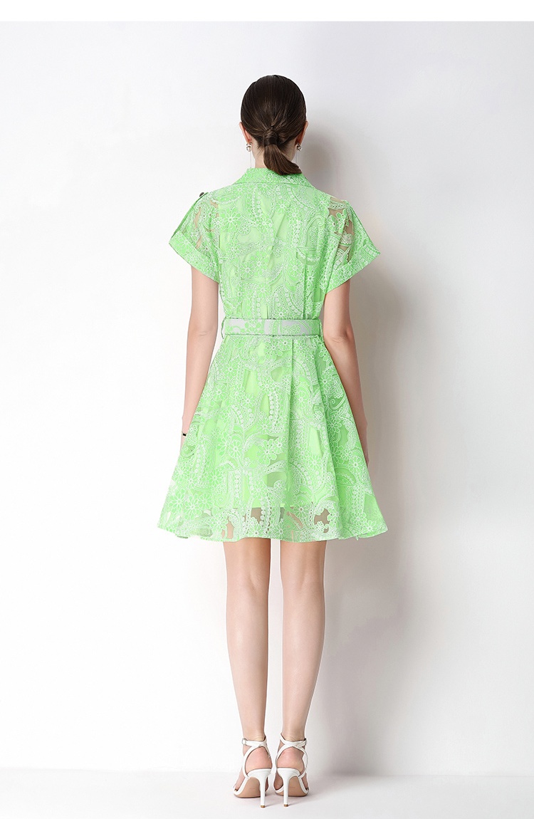 Pinched waist single-breasted France style slim dress