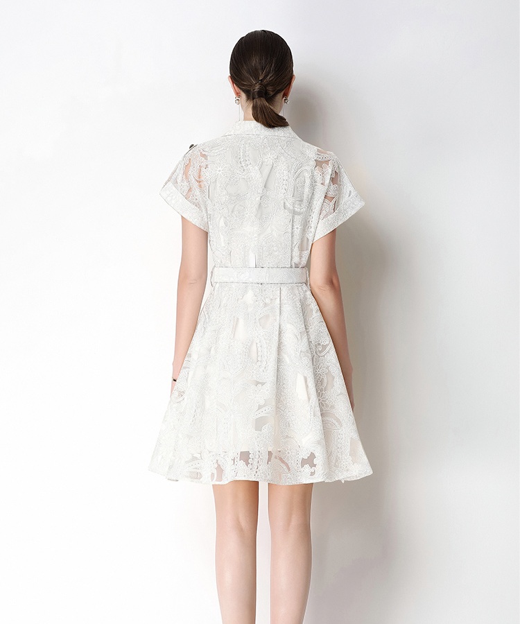 Pinched waist single-breasted France style slim dress