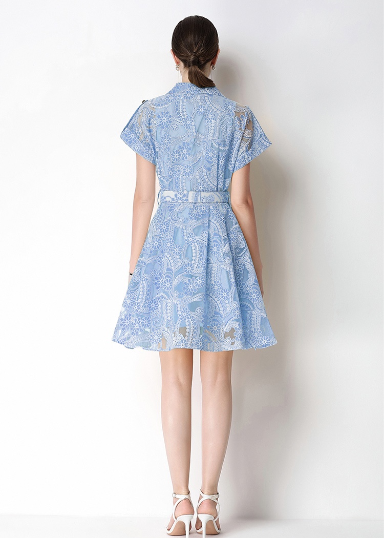 Pinched waist single-breasted France style slim dress