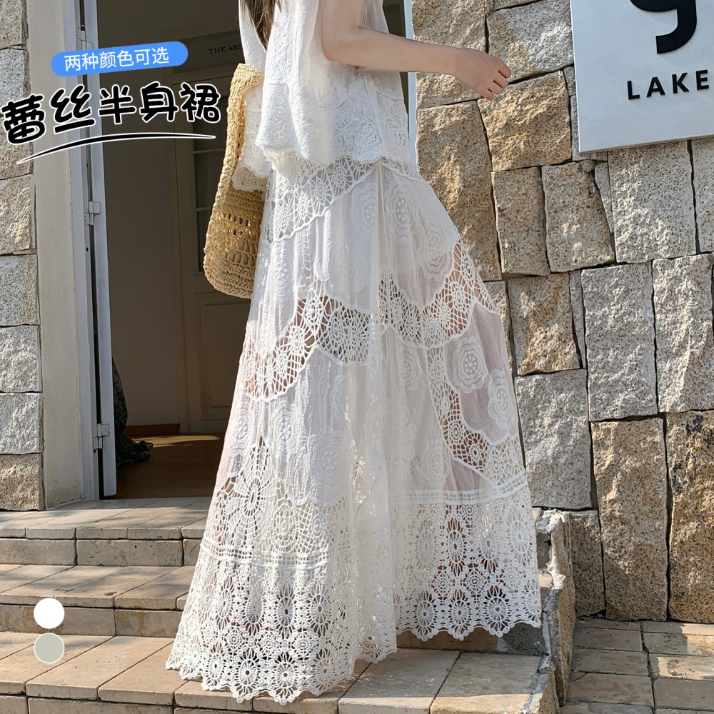 Hollow crochet long skirt long skirt for women