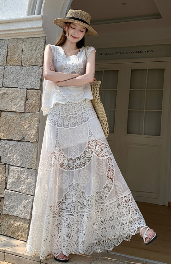 Hollow crochet long skirt long skirt for women