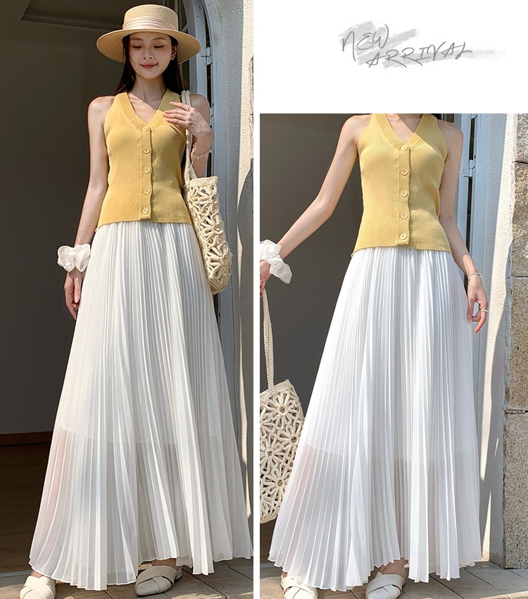 Pleated chiffon long skirt A-line skirt for women