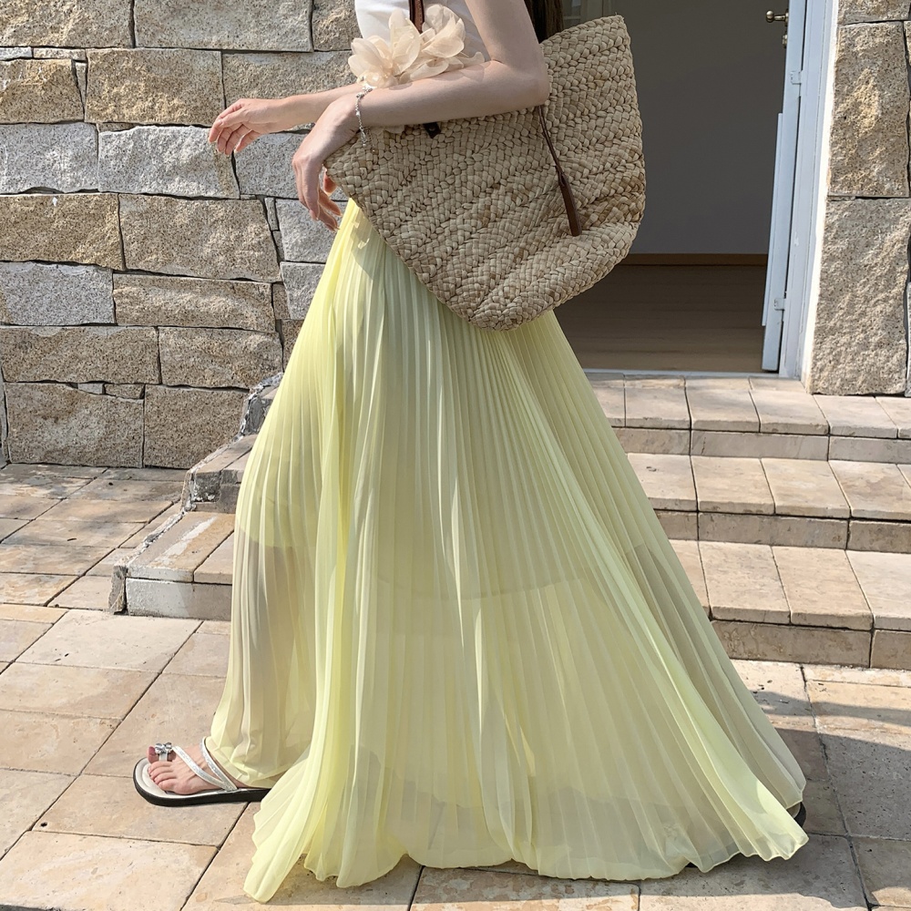 Pleated chiffon long skirt A-line skirt for women
