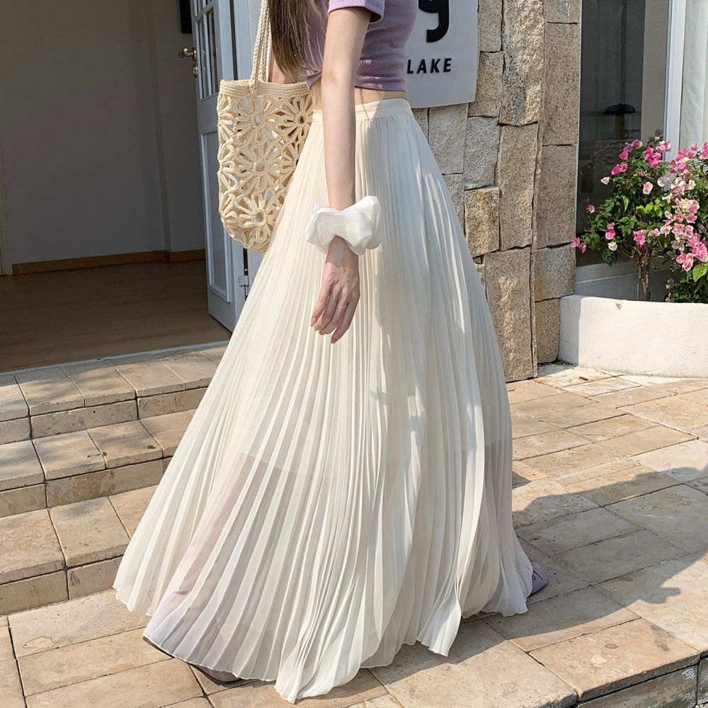 Pleated chiffon long skirt A-line skirt for women