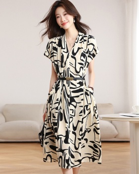 Slim middle-aged pinched waist temperament dress for women