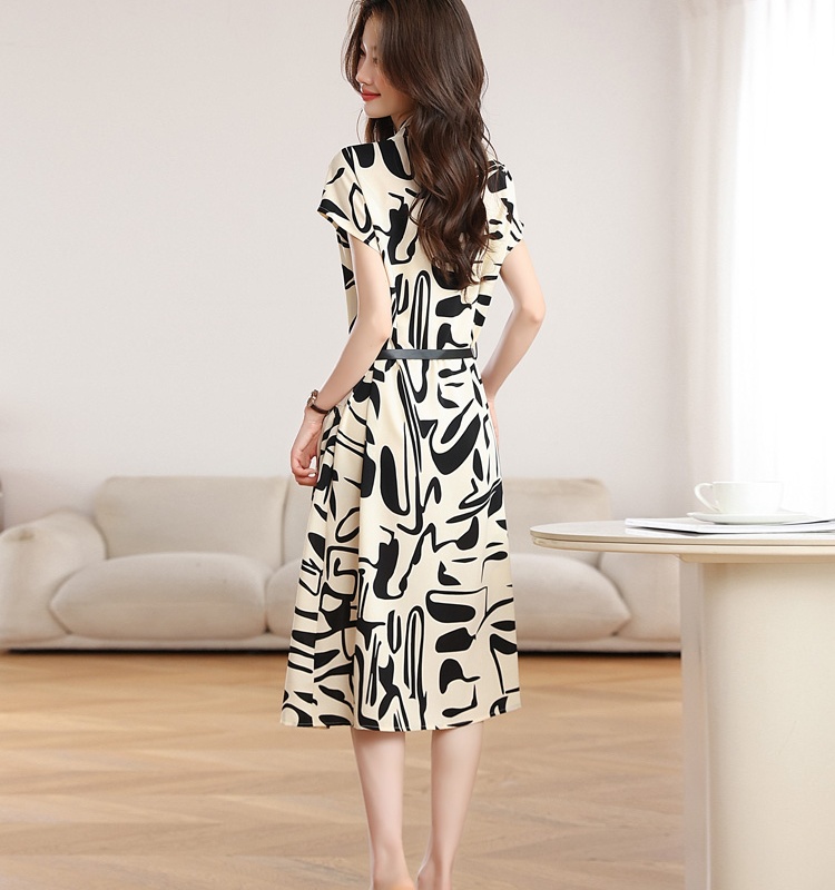 Slim middle-aged pinched waist temperament dress for women