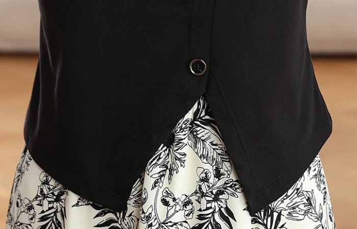 Square collar T-shirt ink skirt 2pcs set for women