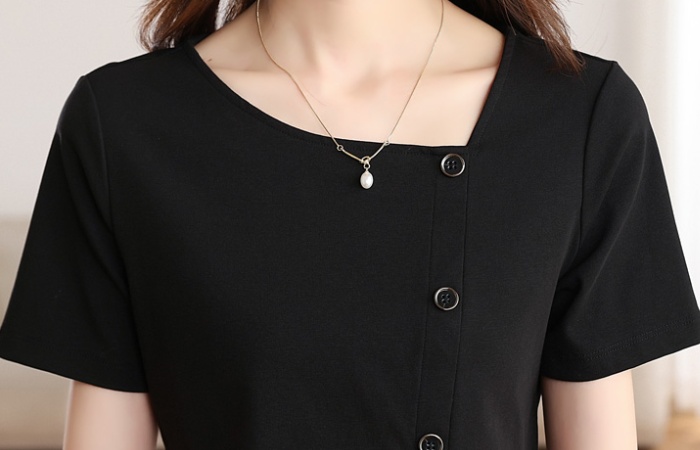 Square collar T-shirt ink skirt 2pcs set for women