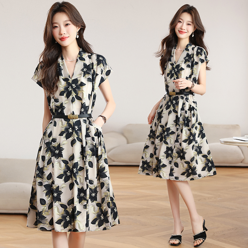 Middle-aged dress chiffon long dress for women