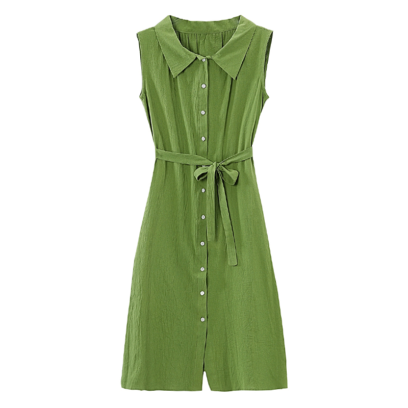 Slim loose summer dress sleeveless green frenum shirt