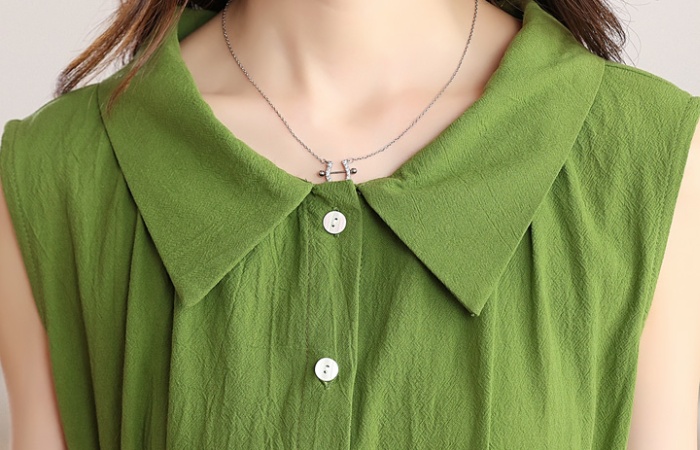 Slim loose summer dress sleeveless green frenum shirt