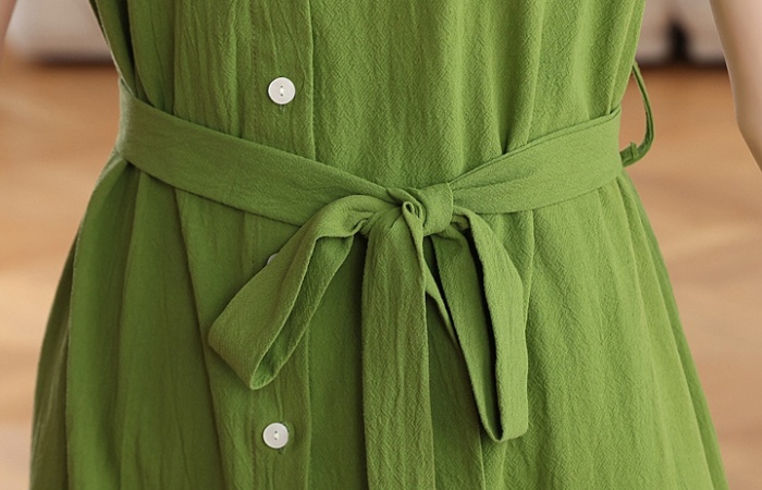 Slim loose summer dress sleeveless green frenum shirt