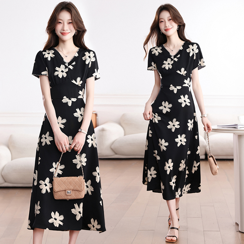 Summer fat France style long dress slim retro dress for women