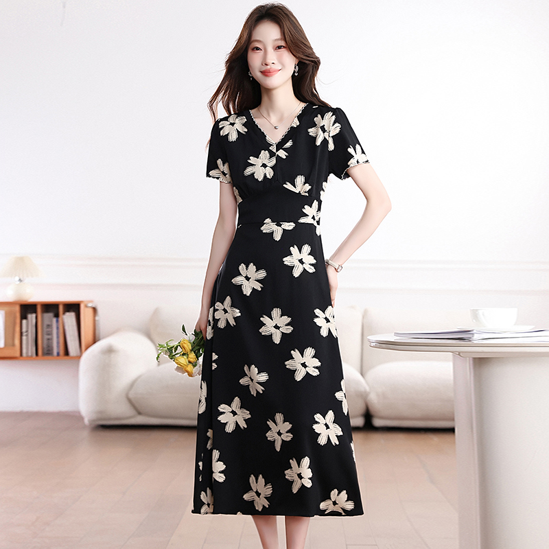 Summer fat France style long dress slim retro dress for women