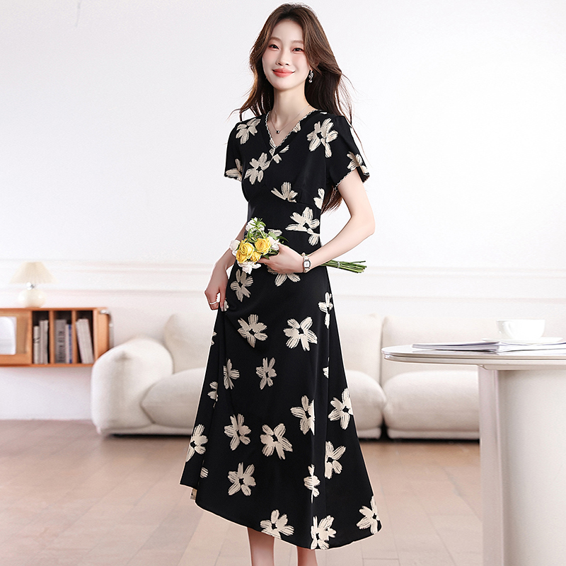 Summer fat France style long dress slim retro dress for women