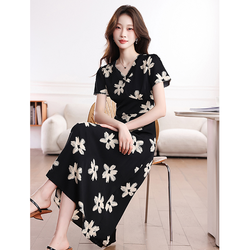 Summer fat France style long dress slim retro dress for women