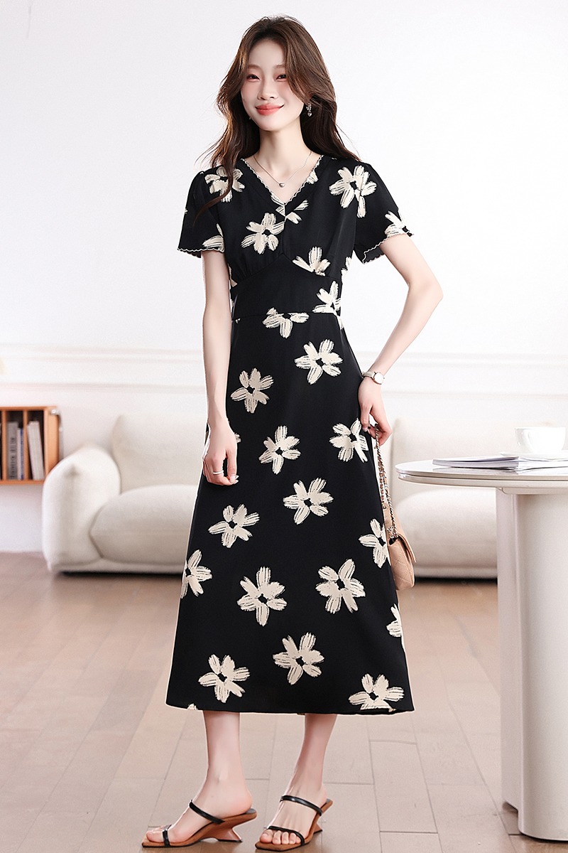 Summer fat France style long dress slim retro dress for women