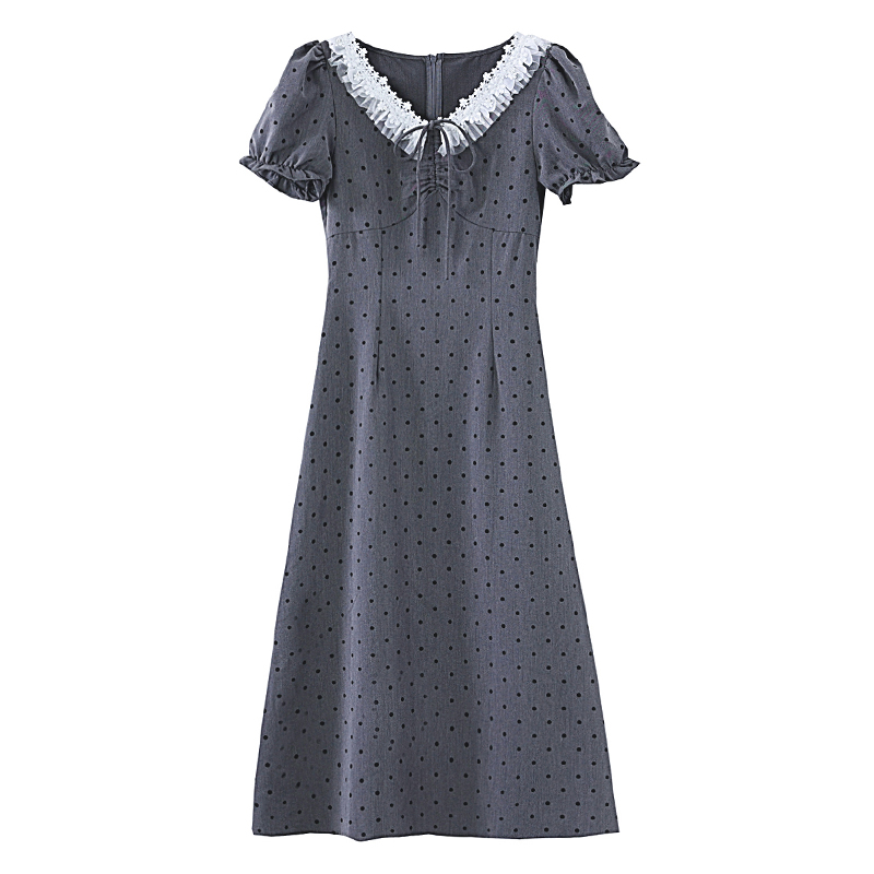 Summer gray pinched waist dress for women