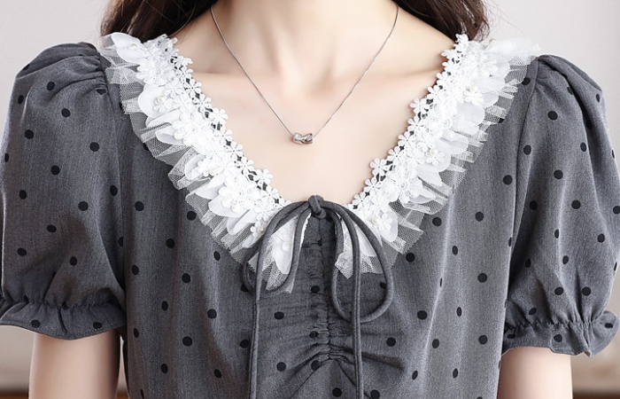 Summer gray pinched waist dress for women