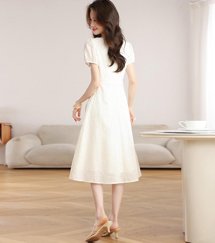 France style lady special thin Casual clavicle V-neck dress