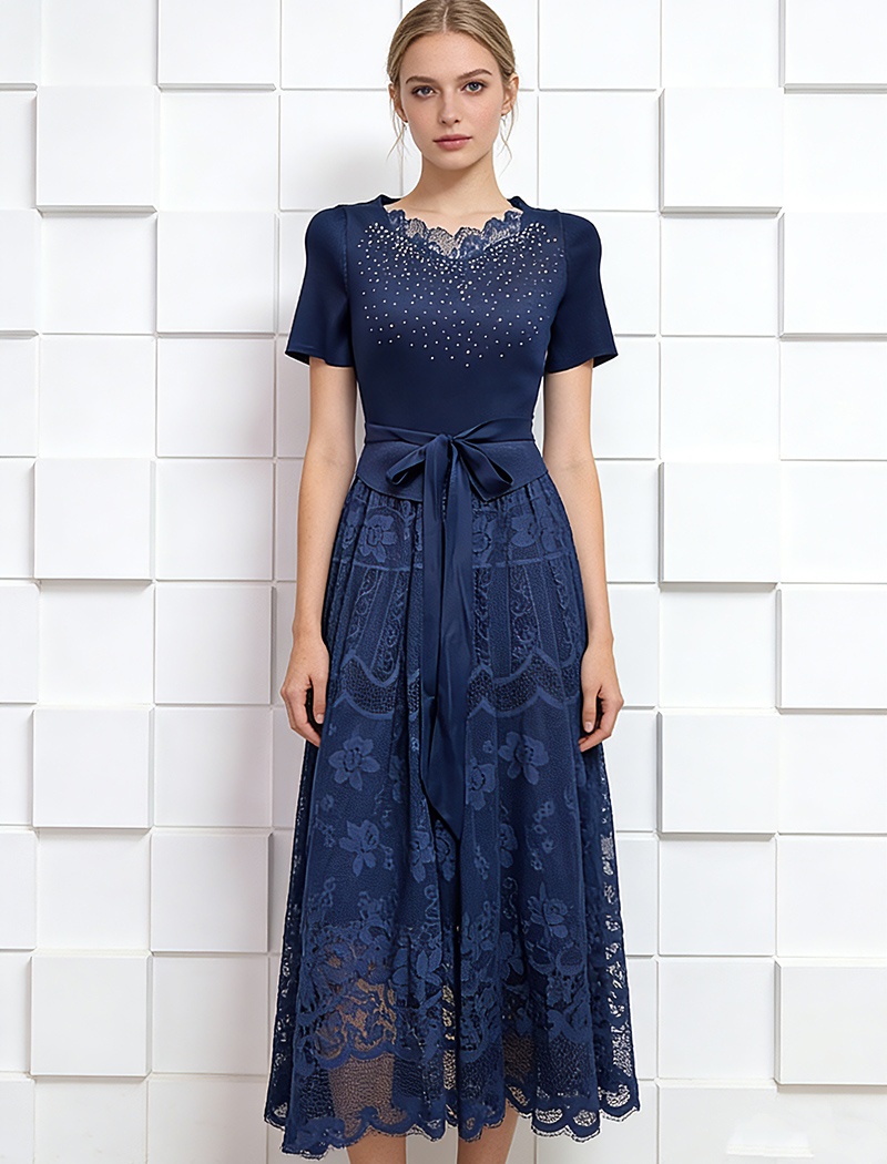 Rhinestone bandage splice big skirt dress for women