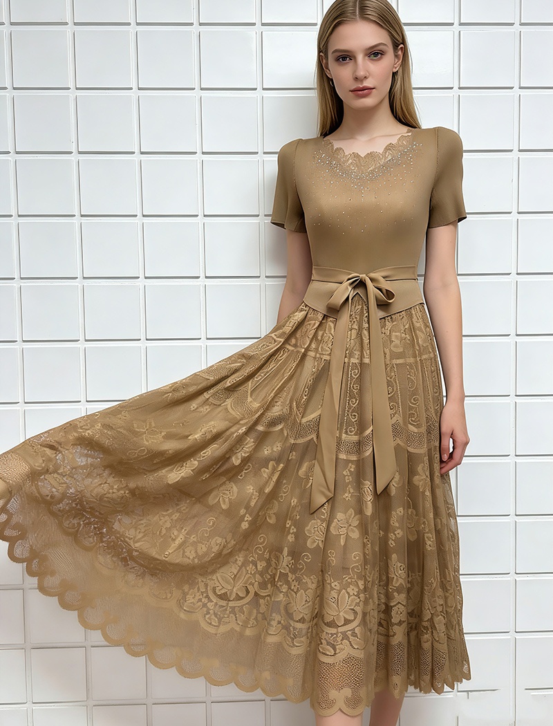 Rhinestone bandage splice big skirt dress for women