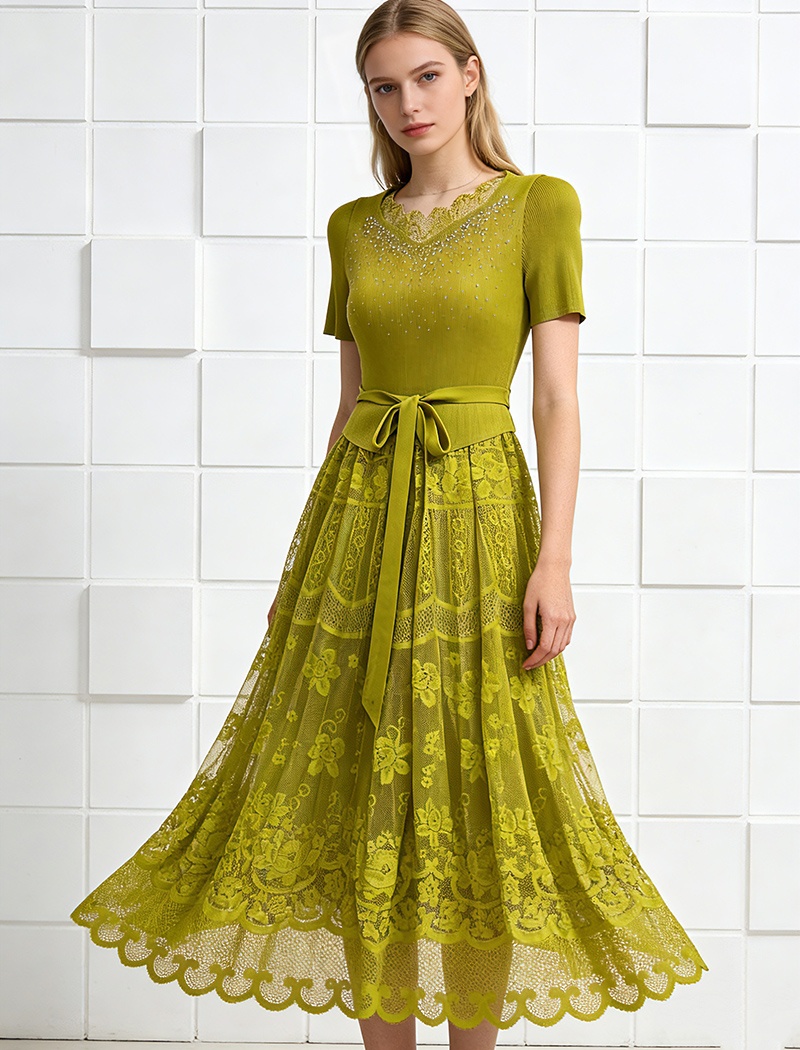 Rhinestone bandage splice big skirt dress for women