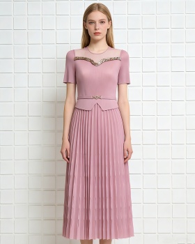 Bandage pleated fold lace sequins slim dress for women