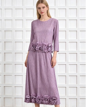 Loose large yard tops embroidery short skirt a set for women