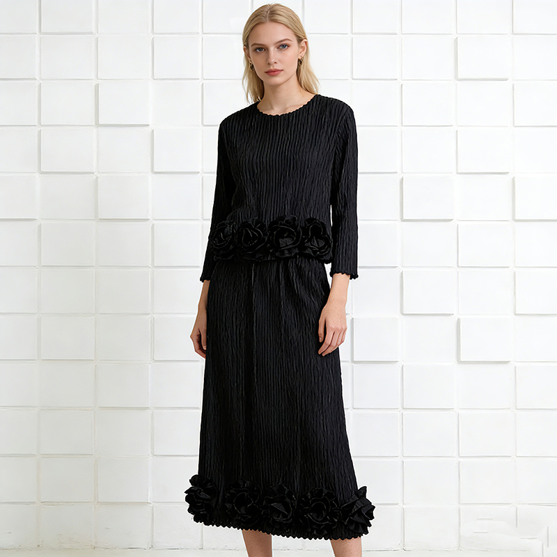 Loose large yard tops embroidery short skirt a set for women