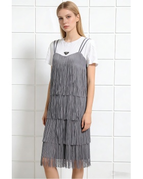 Slim fold Casual splice loose summer dress for women