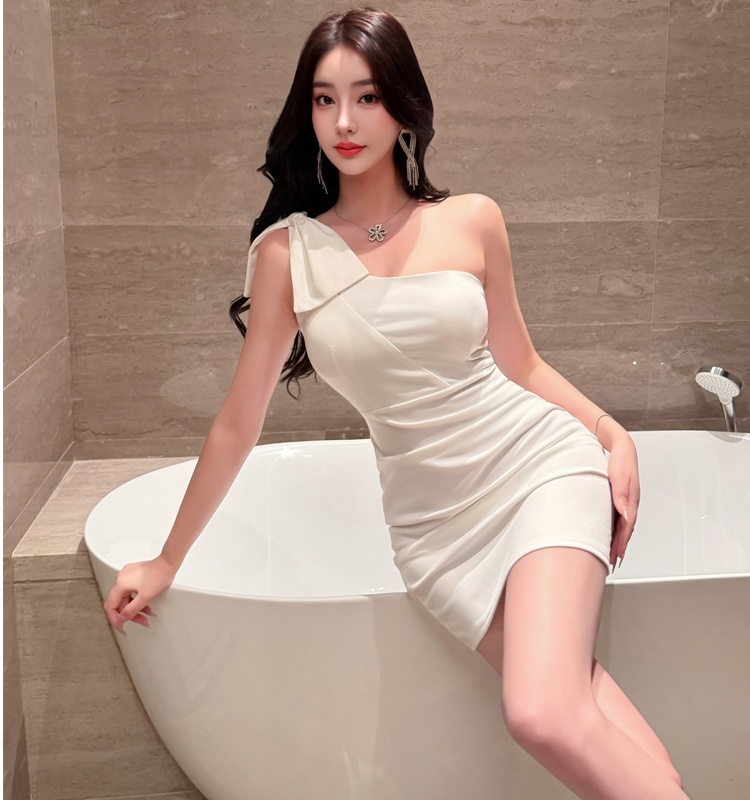 Night show bow package hip slim strapless sexy dress