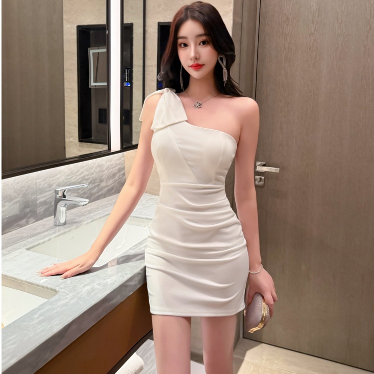 Night show bow package hip slim strapless sexy dress