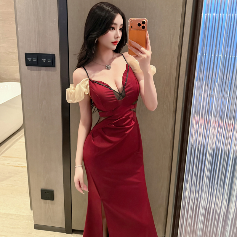 Sling overalls dress sexy slim evening dress
