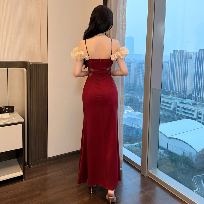 Sling overalls dress sexy slim evening dress