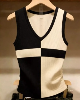 All-match knitted tops bottoming wears outside vest
