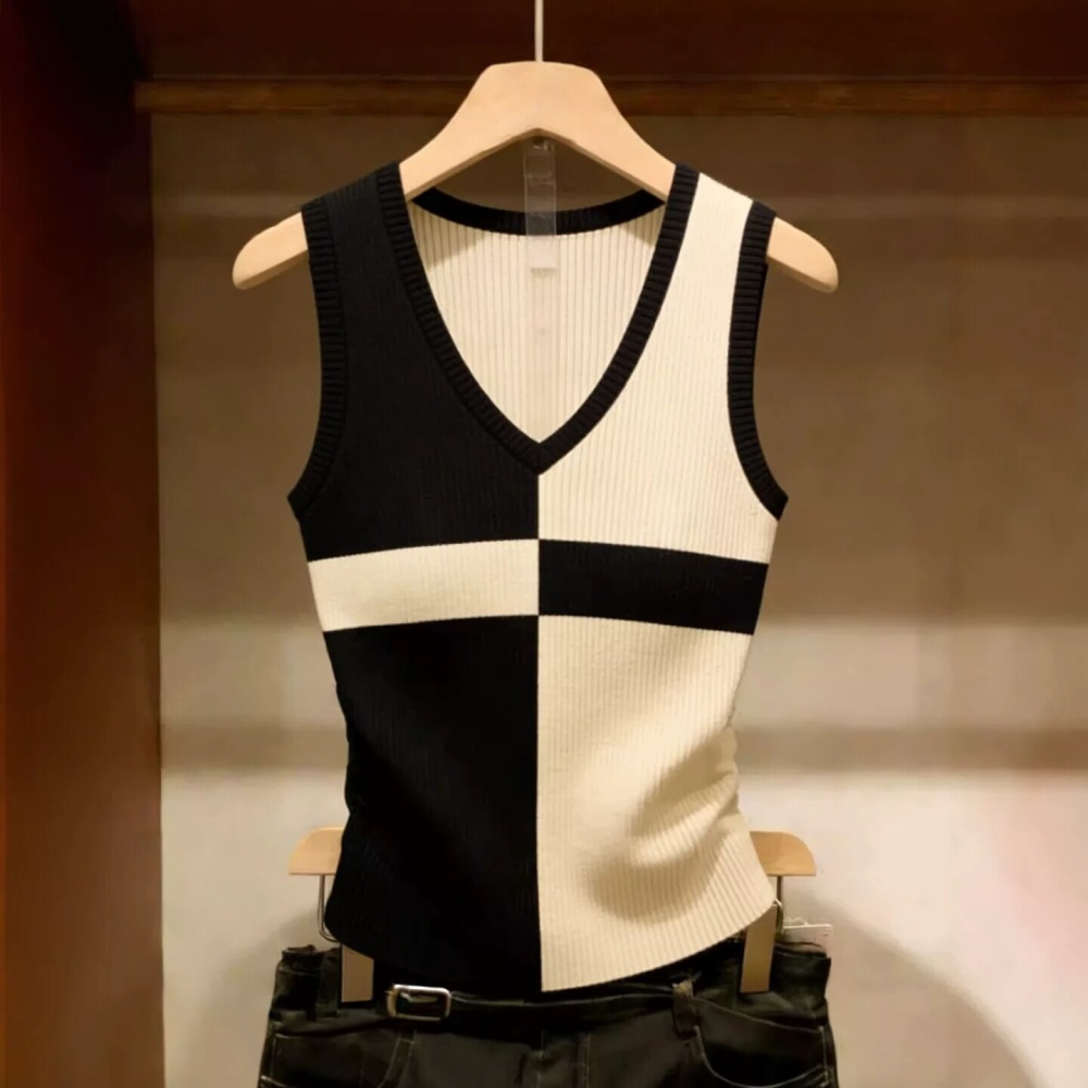 All-match knitted tops bottoming wears outside vest