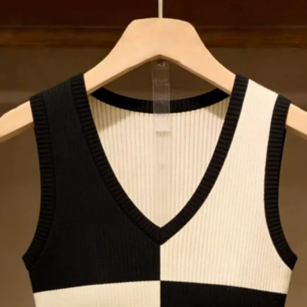 All-match knitted tops bottoming wears outside vest