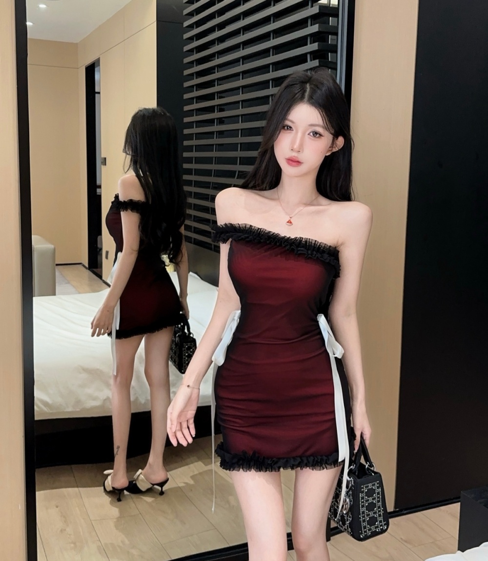 Spicegirl pinched waist France style niche frenum dress