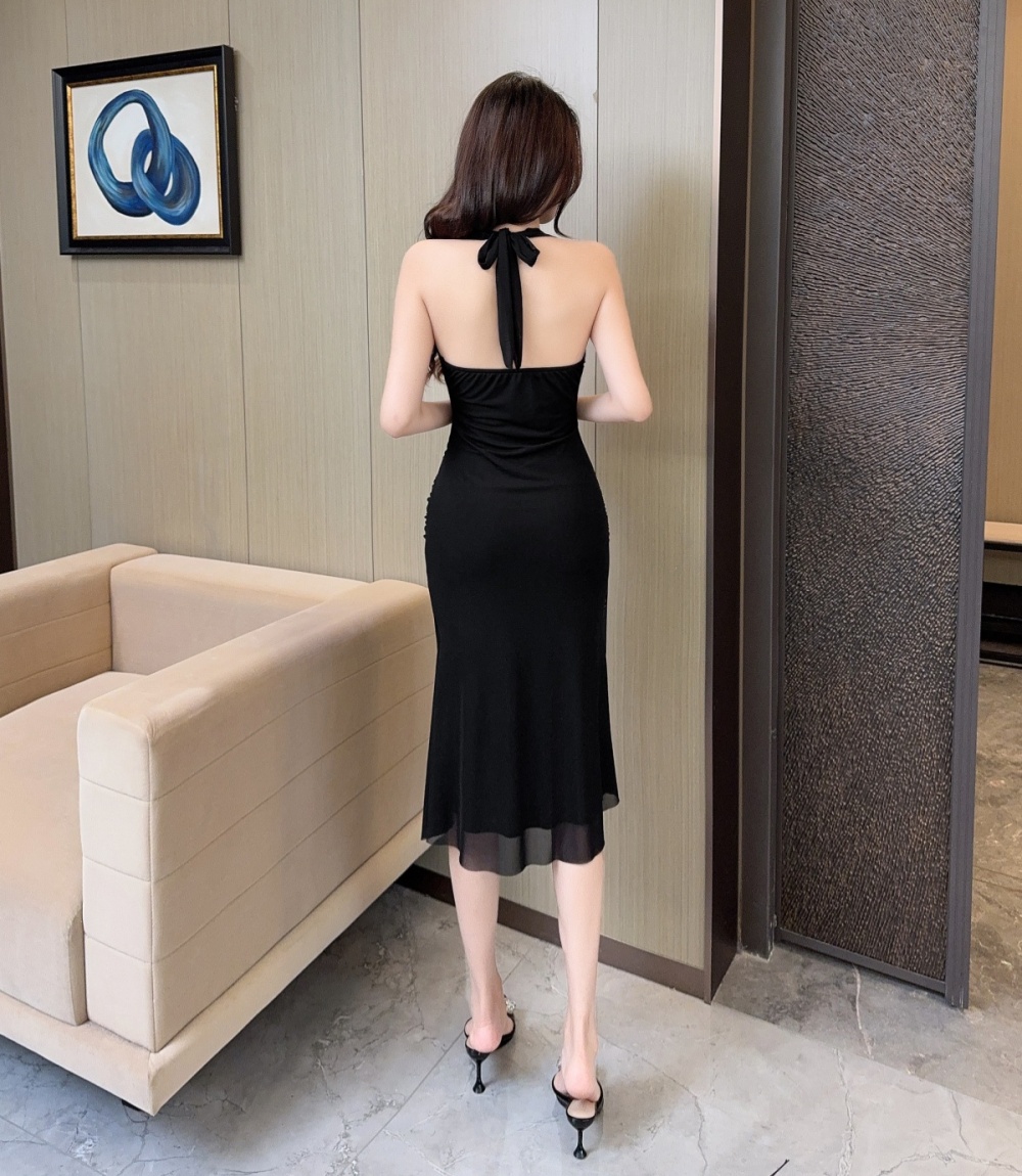 Enticement France style summer long dress slim pinched waist dress