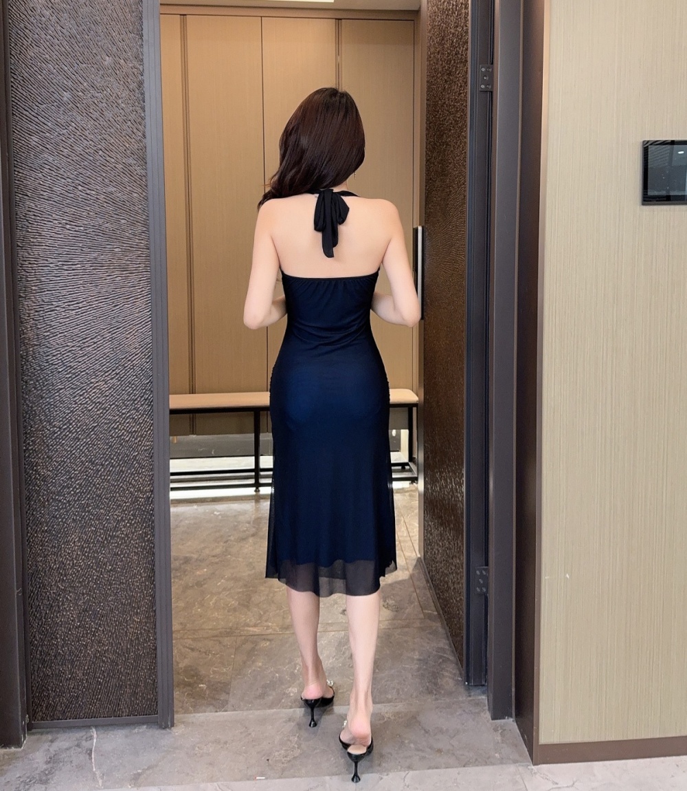 Enticement France style summer long dress slim pinched waist dress