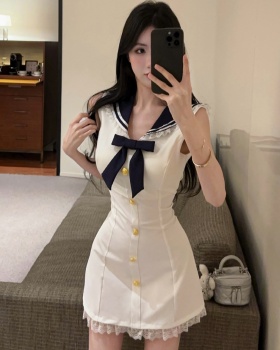 Niche lace show young temperament splice dress