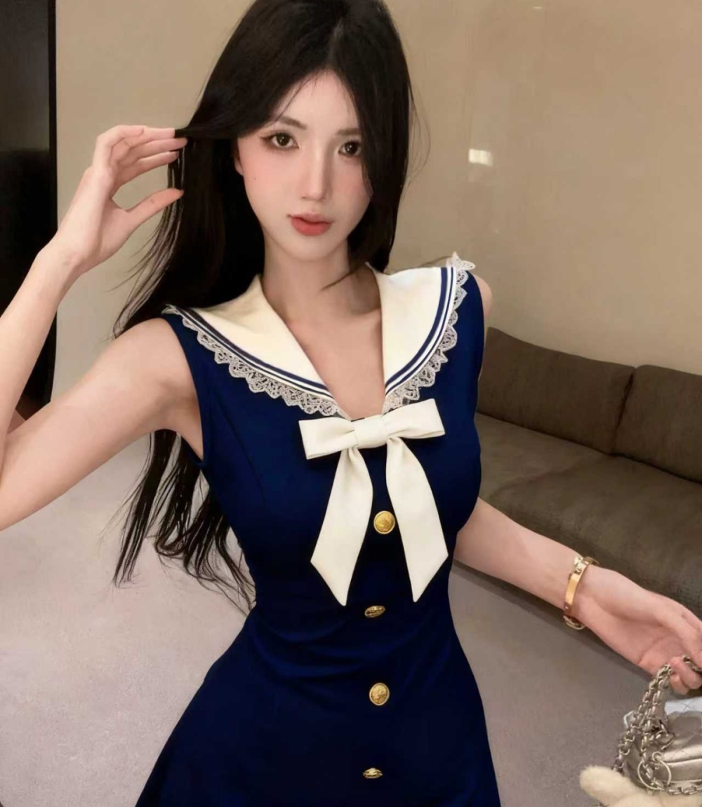 Niche lace show young temperament splice dress