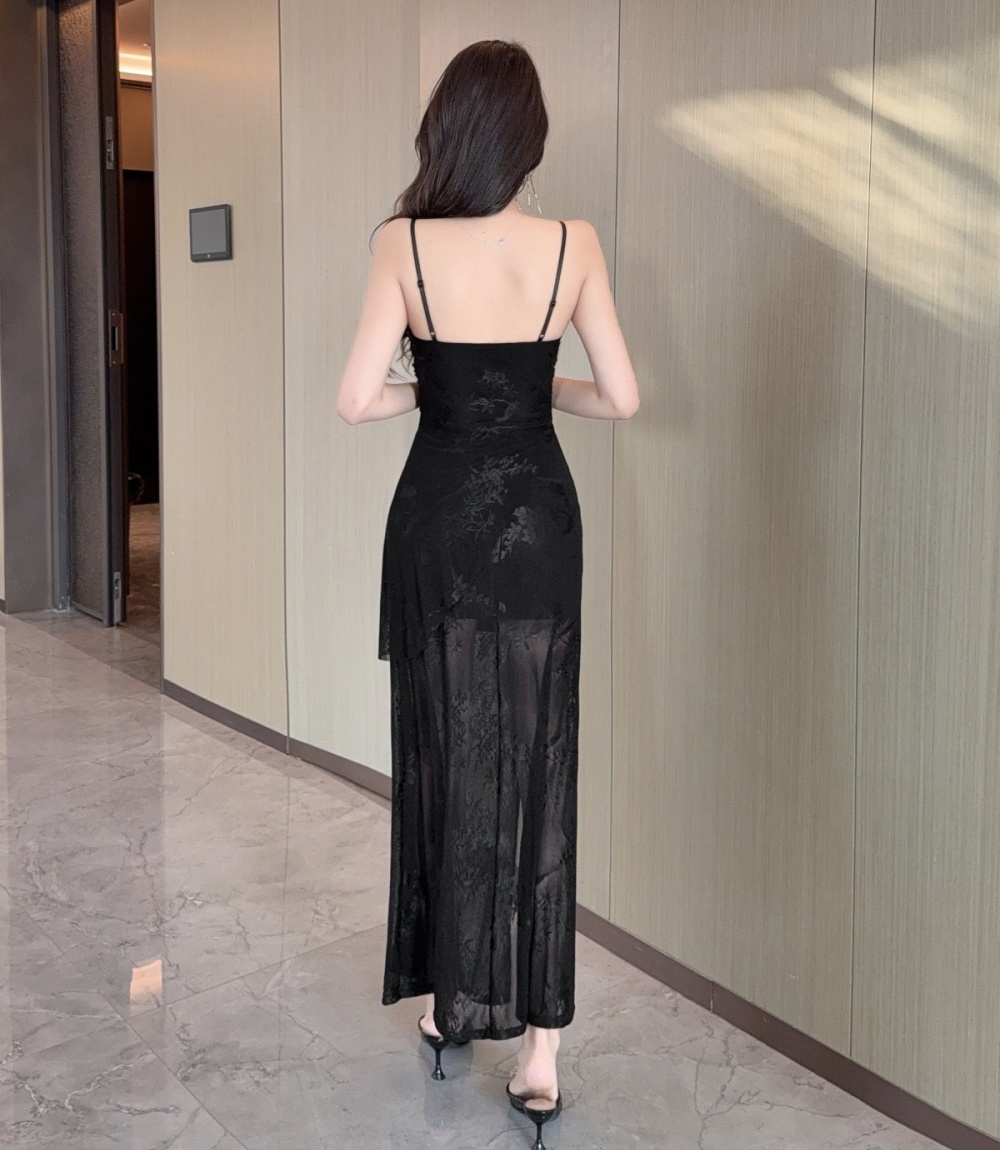 Summer ladies sling splice slim lace retro dress