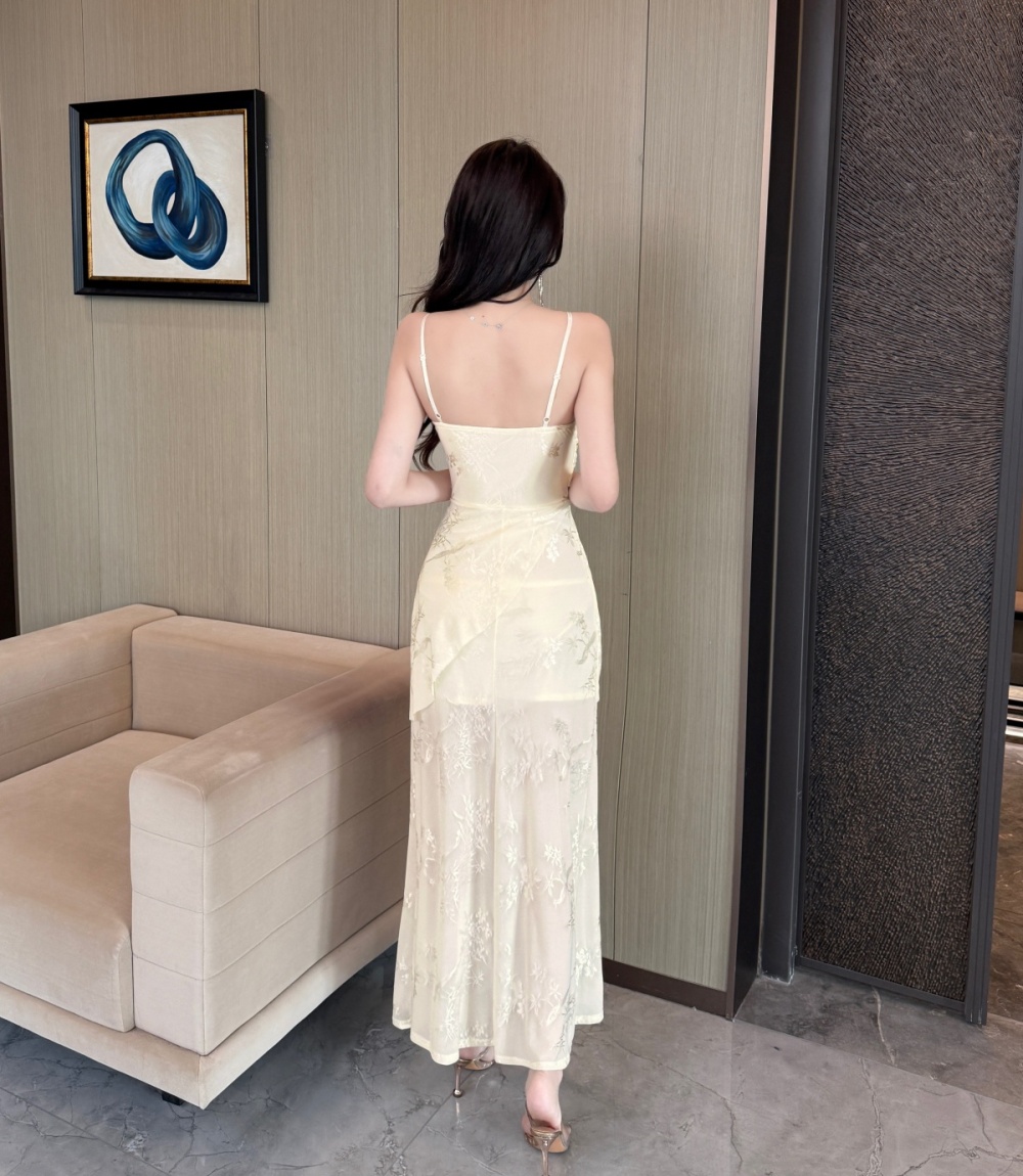 Summer ladies sling splice slim lace retro dress