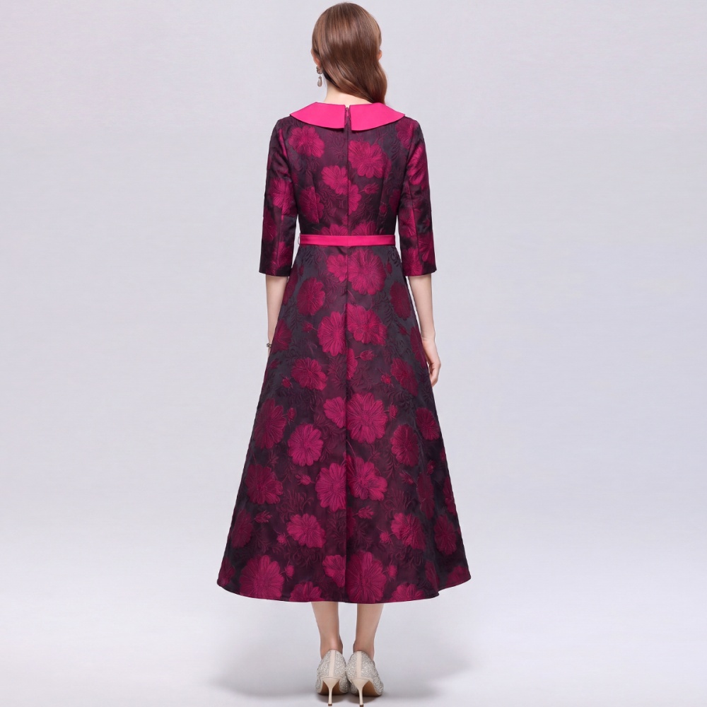 Big skirt lapel dress elegant France style long dress