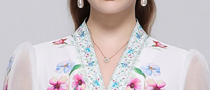 V-neck pinched waist dress printing long dress for women