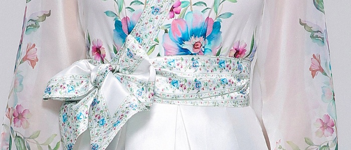 V-neck pinched waist dress printing long dress for women